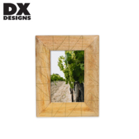 Bingkai Foto Kayu Alami DX Designs dengan Inlay Kayu, Ukuran 4x6, 5x7, 8x10 Inch, Desain Garis Geometris, Bingkai Gambar Kayu untuk Dinding & Meja, Dekorasi Rumah