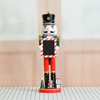 38CM Holz-Nussknacker-Soldat Figur mit Tafel Weihnachtsdekoration Handbemalte Nussknacker-Puppe Weihnachtsgeschenk