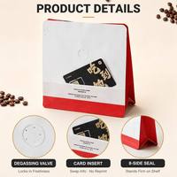 Bolsas de café con válvula, tipo stand-up, de fondo plano, de papel de aluminio, resellables con cremallera, con bolsillo para tarjetas, para granos de café, logotipo personalizado, a granel