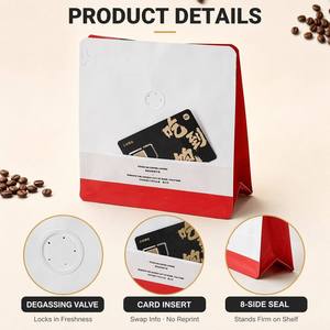 Bolsas <span class=keywords><strong>de</strong></span> <span class=keywords><strong>café</strong></span> con válvula, tipo stand-up, <span class=keywords><strong>de</strong></span> fondo plano, <span class=keywords><strong>de</strong></span> papel <span class=keywords><strong>de</strong></span> aluminio, resellables con cremallera, con bolsillo para tarjetas, para granos <span class=keywords><strong>de</strong></span> <span class=keywords><strong>café</strong></span>, logotipo personalizado, a granel - Product Image 2