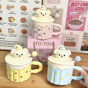 Dragon Nest Ceramic Mug 301-400ml With Lid Cute Dog Design Gift <b>Cup</b> For Girls Birthday Present - Product Image 3