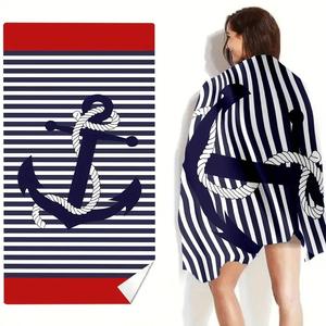 منشفة شاطئ سريعة الجفاف خالية من الرمال بالجملة، مقاس 75*150 سم، منشفة شاطئ من القطن والألياف الدقيقة مع طباعة شعار مخصص - Product Image 1