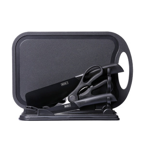 Haolisuo Knife Set Black Steel 6-7.9in Straight Edge Polished Blade Household Kitchen <b>Tools</b> Cleaver Fruit Knife Cutting <b>Board</b> - Product Image 5