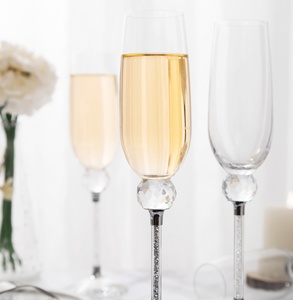 Raymond <strong>Wholesale</strong> Diamond Confetti Crystal <strong>Champagne</strong> Glass <strong>Flute</strong> for Wedding Table Decoration - Product Image 1