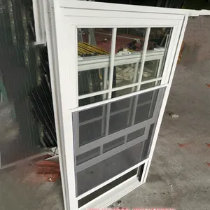 Izgara tasarımı ile böcek ekran termal kırma beyaz alüminyum çift bölmeli pencere