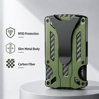 Porte-cartes en aluminium fin avec clip, blocage RFID, en fibre de carbone, logo personnalisé, pour homme, cadeau d'affaires ou de voyage