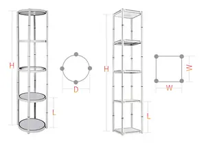 Round Or Square Shape Folding Free Standing LED Lighting Trade Show Exhibit Spiral Twist Tower Display Racks