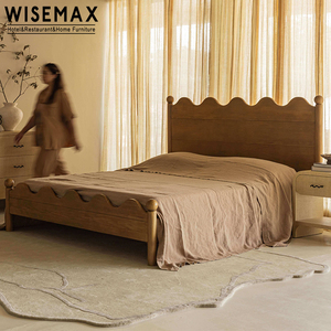 Wisemax Đồ Nội Thất Bắc Âu Wabi-Sabi Phong Cách Nhà Biệt Thự Đồ Nội Thất Rắn Gỗ Giường Phòng Khách Sạn Vua Kích Thước Đôi Kích Thước Giường Cho Phòng Ngủ - Product Image 3