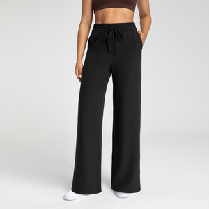 <span class=keywords><strong>Pantalon</strong></span> droit en <span class=keywords><strong>velours</strong></span> pour femmes, taille haute, ample, avec cordon de serrage, chaud, décontracté, sport, fitness, yoga - Product Image 6