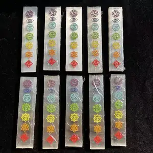  Alta Qualidade Natural Selenite Sete Chakras Cristal Amuleto Reiki Cura Para Fengshui