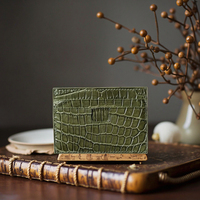 Dompet Kartu Kredit Kulit Asli Vintage Boshiho Custom dengan Pola Kulit Buaya, Anti-RFID, untuk Bisnis Kasual Pria