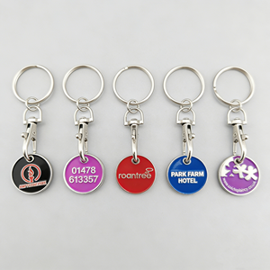 High Quality Custom Wholesale Lightweight UV Printed Metal Zinc Alloy Trolley Coin Keychain European Australian Supermarket