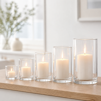 Porte-bougie en verre transparent personnalisable pour bougies chauffe-plat, production en gros pour la décoration de centre de table de mariage