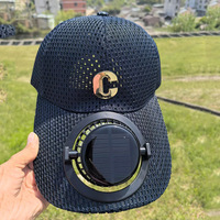 Gorra de Béisbol de Verano con Ala Extendida, Transpirable, Protección Solar, con Ventilador de Carga Solar, 100% Poliéster, Unisex