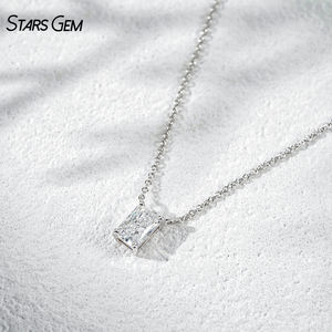 Collar de Diamantes Cultivados en Laboratorio StarsGem, Oro Sólido de 10K, 0.57ct, Corte Radiante, Color E, Chapado en Rodio, Joyería Clásica Unisex - Product Image 3