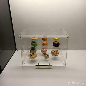 Vitrina de Acrílico de 2 Niveles Personalizable para Exhibición de Pastelería con Puerta Frontal para Donuts, Bagels, Pasteles y Galletas - Product Image 2