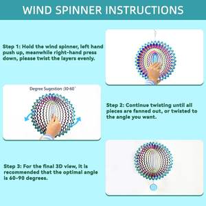 กังหันลมรูปเปลือกหอยสำหรับภายนอกอาคาร ขนาด 12 นิ้ว ทำจากสแตนเลส ใช้ไล่<span class=keywords><strong>นก</strong></span> ป้องกันนกบินเข้าสวนหรือฟาร์ม - Product Image 4