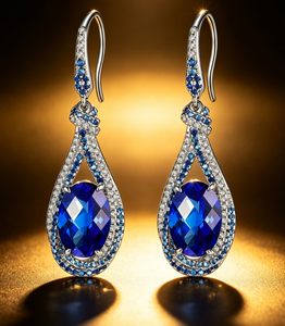 925 Silver Cultivated Paraiba Green <b>Garnet</b> <b>Earrings</b> Laboratory Cultivated Boutique Gift Elegant Fashionable Luxury H - Product Image 5