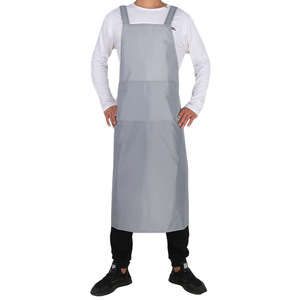 Waterproof Double-Shoulder <b>Apron</b> For Men And Women <b>Kitchen</b> Chef Workwear Adult TPU Coated Solid Color Gray Dark Blue - Product Image 5