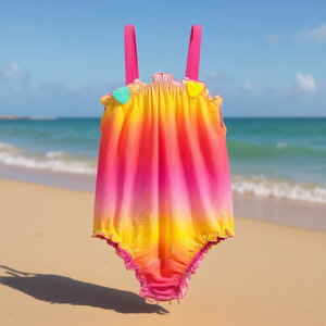 Costume da bagno intero HDJ con volant in colore sfumato e controllo della pancia, taglia 468101214 - Product Image 2