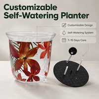 Jardinière ronde transparente à arrosage automatique personnalisée avec impression OEM, 3 options de paniers
