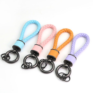 High Quality Eco-Friendly Custom Logo Woven Zinc Alloy Rope Car Keychain Sports Colorful Promotional Carabiners