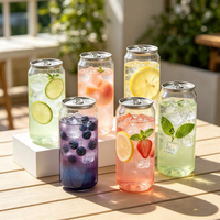 Bouteilles de boisson transparentes en PET de 16 oz, 250 ml, 500 ml, vente en gros d'usine, impression personnalisée, motif sur mesure, bouchon à vis sûr pour les aliments, idéal pour les jus