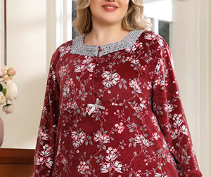 Ropa Islámica, Ropa de Dormir Árabe, Vestido Rojo Yemení, Vestido <span class=keywords><strong>Maxi</strong></span> de Terciopelo para Invierno, Talla Grande para Mujeres Musulmanas - Product Image 5