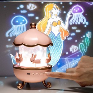Luz de noche LED romántica con casa rotativa Proyección de cielo estrellado Mini altavoz inalámbrico Cosmic Dream para niños y adultos - Product Image 2