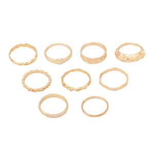 Ensemble de bijoux géométriques à la mode, plaqué or, alliage, bagues tendance pour femmes, 9 pièces, fabriqué en Chine, modèle JX313 - Product Image 5
