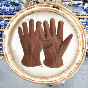 Guantes de Trabajo de Cuero Marrón para Cortadora de Césped, Construcción Resistente y Duradera de Cuero Vacuno, Modelo N115, Talla 2XL, Textura Granulada - Product Image 3