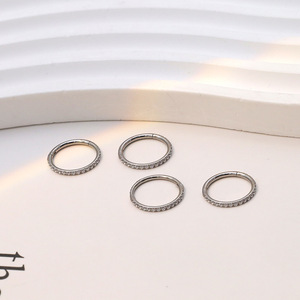 Stainless Steel Zircon Nose Rings 18K Gold Silver Geometric Channel Setting Piercing Jewelry Gift For Men Women - Product Image 4