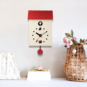 Vô cùng thời gian tùy chỉnh hiện đại cúc cu Đồng hồ treo tường thiết kế hiện đại màu Đỏ cúc cu đồng hồ với con lắc đồng hồ treo tường - Product Image 6