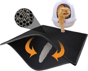 Tapis écologique pour piège à litière pour chat Conception à double couche en nid d'abeille Contrôle de la dispersion facile à nettoyer Tapis pour litière pour chat EVA - Product Image 2