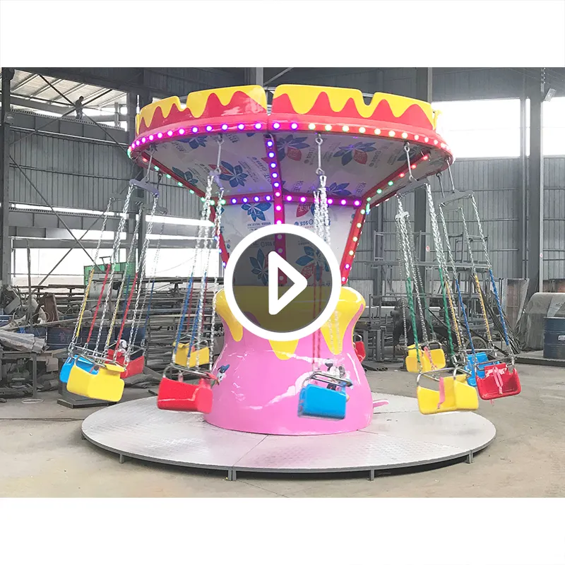 Cheap Price Swing Rides Manufacturer 12 Seat Manege Forain Shopping Mall Flying Chair Equipment Kids Amusement Park For Children