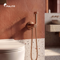 Pulito Ensemble de pulvérisation pour bidet et shattaf en laiton brossé or rose, pour l'hygiène personnelle, kit de douche WC portatif pour salle de bain
