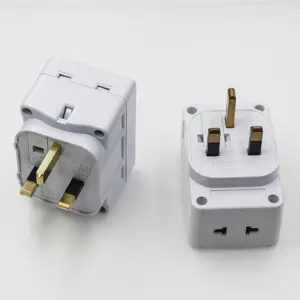 Adaptor Perjalanan Hong Kong Irlandia UK, 2 Pak Adaptor Daya Inggris dengan 3 Saluran Keluar Amerika dan 2 Port USB