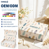 Boho Pastell Feder-Print Faltbare Magnetische Geschenkbox mit Individuellem Logo, Starre Kartonverpackung für Babypartys & Kosmetik