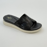 Chaussons de luxe pour femmes, strass, design brillant, plateforme, diamant, été, bout ouvert, à enfiler, antidérapants, plage, fête, chaussures habillées
