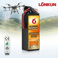 Baterai Drone Longkun 6S 22.2V 25C 10000mAh FPV Lipo untuk Drone RC, Quadcopter, Pesawat, Helikopter bersertifikat