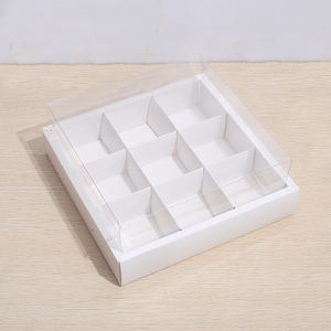 Carta Kraft carta bianca biscotto Macaron Cupcake scatola 9 pezzi Mini torta <span class=keywords><strong>ciambella</strong></span> scatola festa di nozze con finestra trasparente - Product Image 1