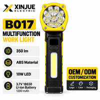 Lampe de travail portable XINJUE B017 OEM ODM personnalisée, 10W LED, 350 lm, 500m, rechargeable, avec base magnétique et crochet de fixation