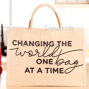 Bolsas de Yute Extra Grandes con Logotipo Personalizado, Asas de Algodón, Bolsas de Playa Ecológicas, Bolsa de Compras Reutilizable de Yute - Product Image 6