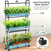 Système hydroponique en tour, 90 pods, jardin vertical, 2 modes d'éclairage, lumière de croissance, circulation d'eau automatique, 40L, alimenté par batterie, herbes d'intérieur