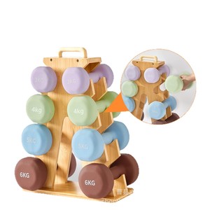 Wooden <b>Dumbbell</b> Storage Rack 35.5x14.5x45cm Solid Wood Desktop Multi Layer For Home Gym Workout Equipment - Product Image 4