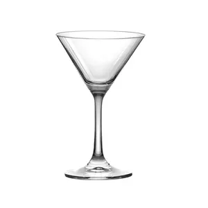 STONE ISLAND bentuk V batang panjang Martini kaca halus Rim bulat memimpin gratis kristal Martini kaca