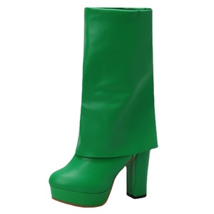 Taille US3.5-11 Sexy mode bottes à talons hauts dames couleur unie grand <span class=keywords><strong>talon</strong></span> épais plate-forme genou haute femmes chaussures bottes - Product Image 6