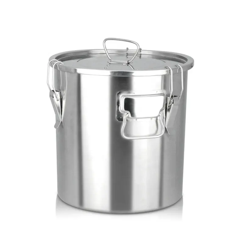 Home Wine Beer Brewing Barrel 21Liter Bucket Stainless Steel Fermenter with Seal Spring Clamps Lids