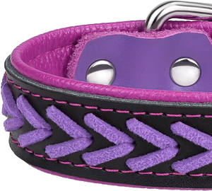 <span class=keywords><strong>Collar</strong></span> de Cuero NIBAO para Perros Grandes, Elegantes Collares de Perro Trenzados y Acolchados con Doble Anilla en D - Product Image 3