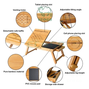 Có Thể Gập Lại Tre Máy Tính Xách Tay Bảng Có Thể Điều Chỉnh Đa Chức Năng Lap Bàn Cho Máy Tính Xách Tay Máy Tính Máy Tính Bảng Giường Khay Với Nghiêng Bên Ngăn Kéo - Product Image 4